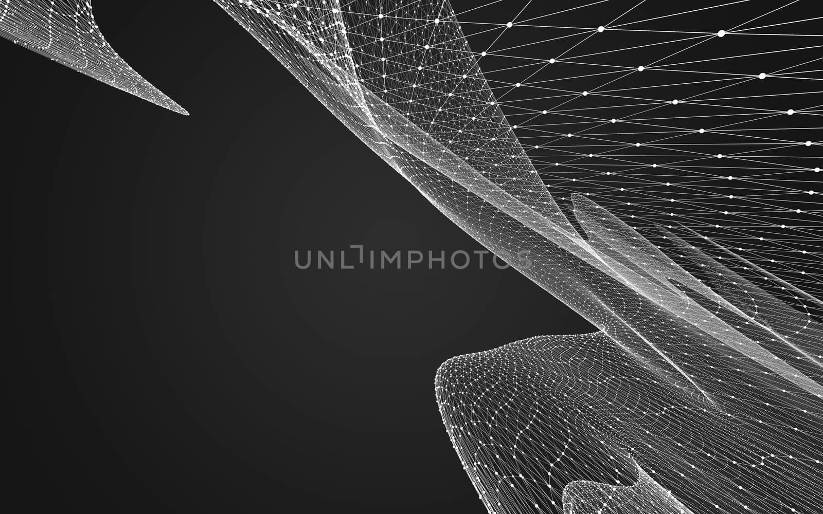 Abstract polygonal space low poly dark background, 3d rendering by teerawit