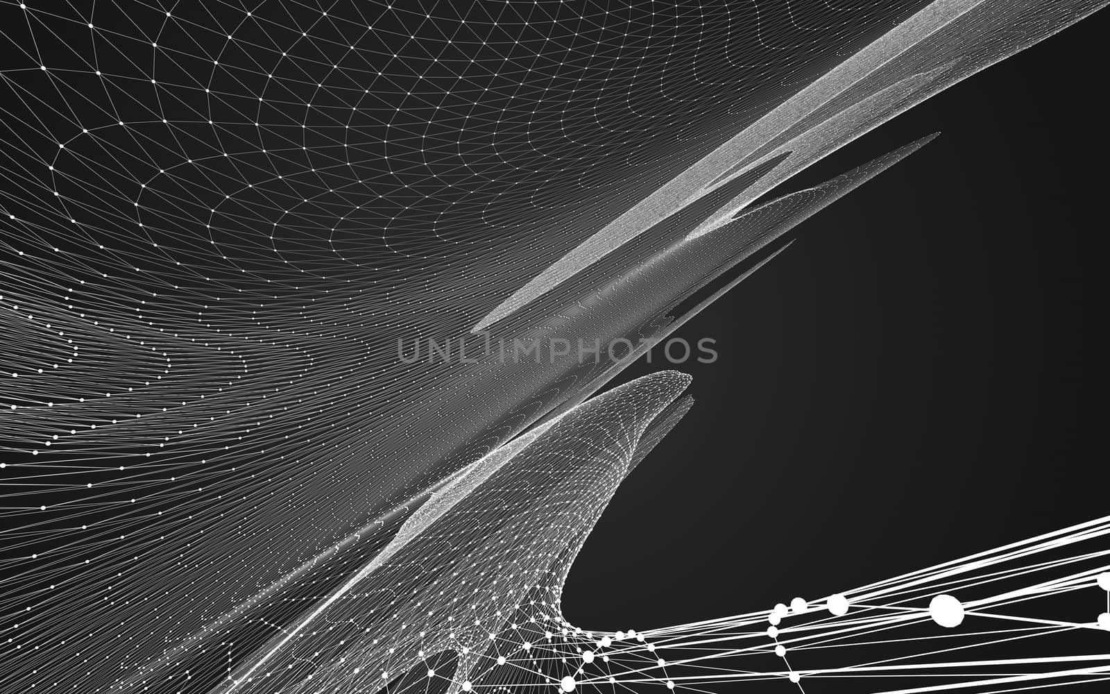 Abstract polygonal space low poly dark background, 3d rendering by teerawit