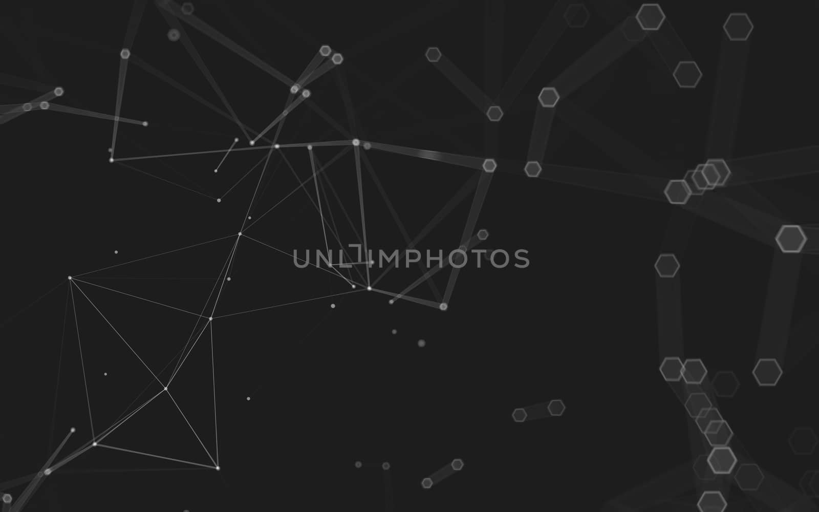 Abstract polygonal space low poly dark background, 3d rendering by teerawit