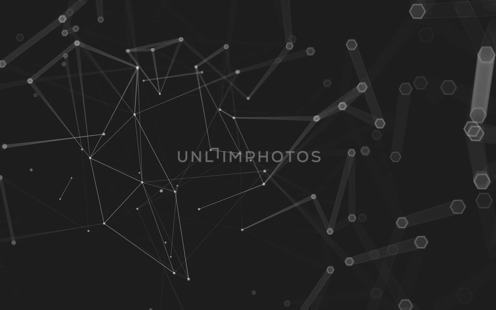 Abstract polygonal space low poly dark background with connecting dots and lines. Connection structure. 3d rendering