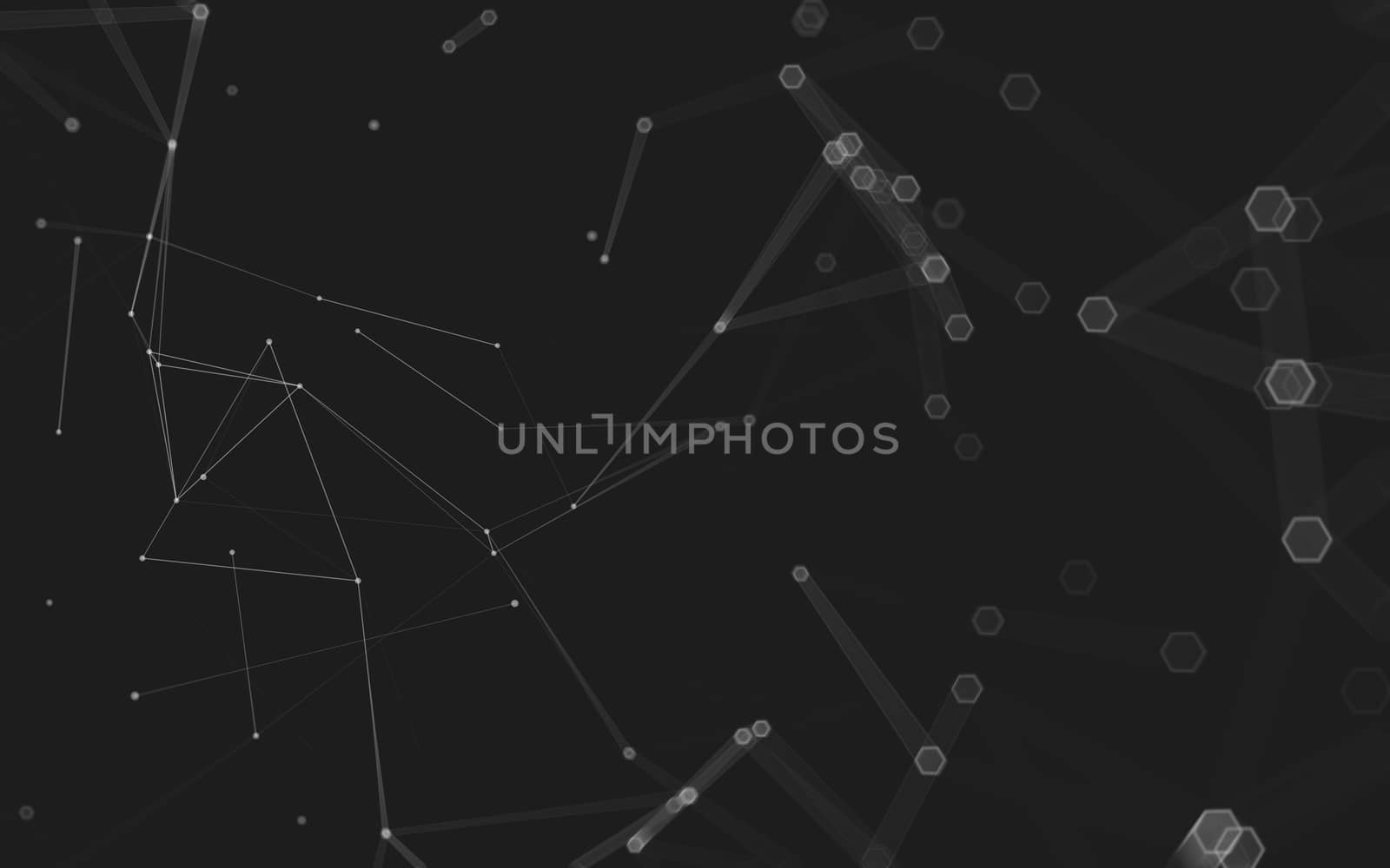 Abstract polygonal space low poly dark background with connecting dots and lines. Connection structure. 3d rendering