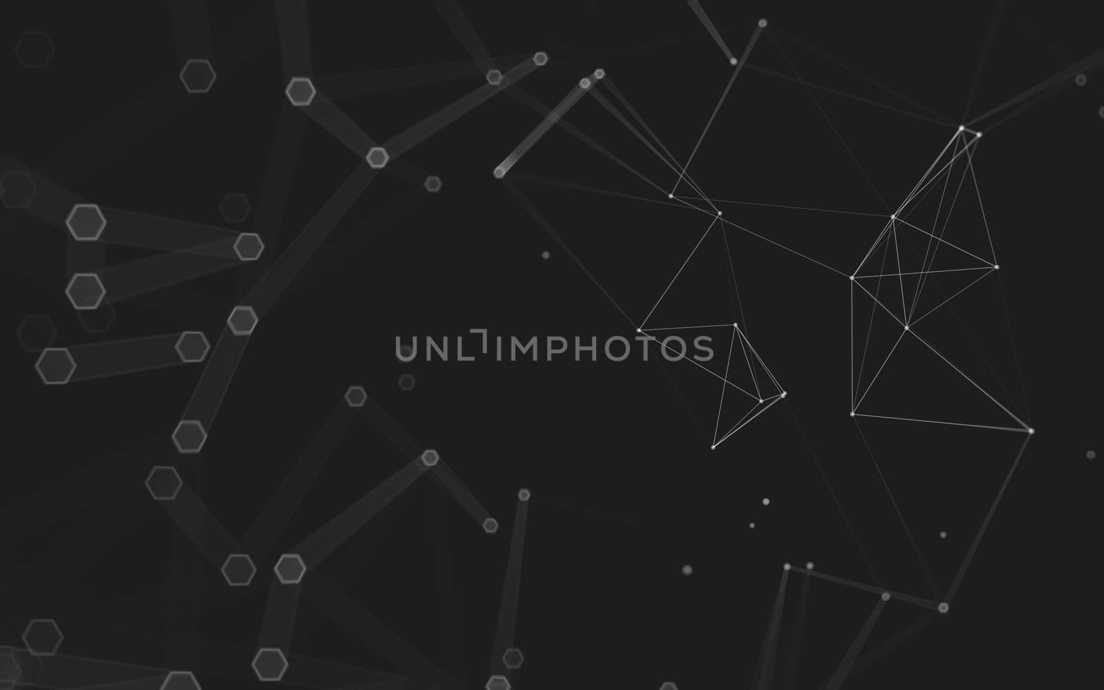 Abstract polygonal space low poly dark background, 3d rendering by teerawit