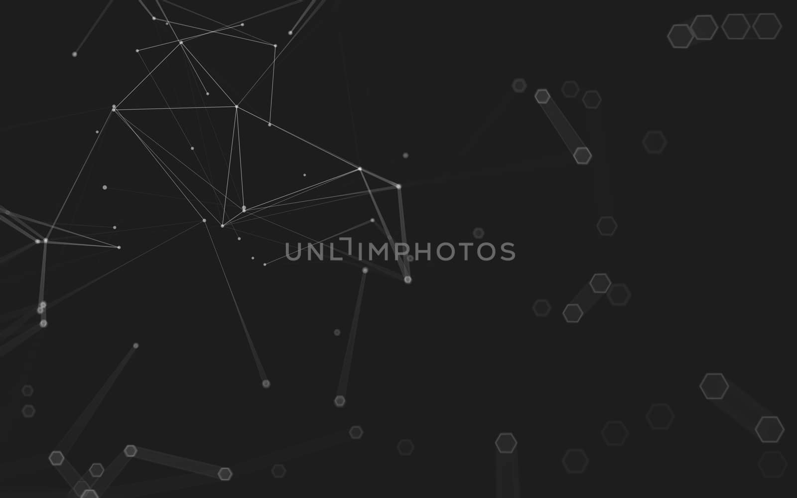 Abstract polygonal space low poly dark background with connecting dots and lines. Connection structure. 3d rendering