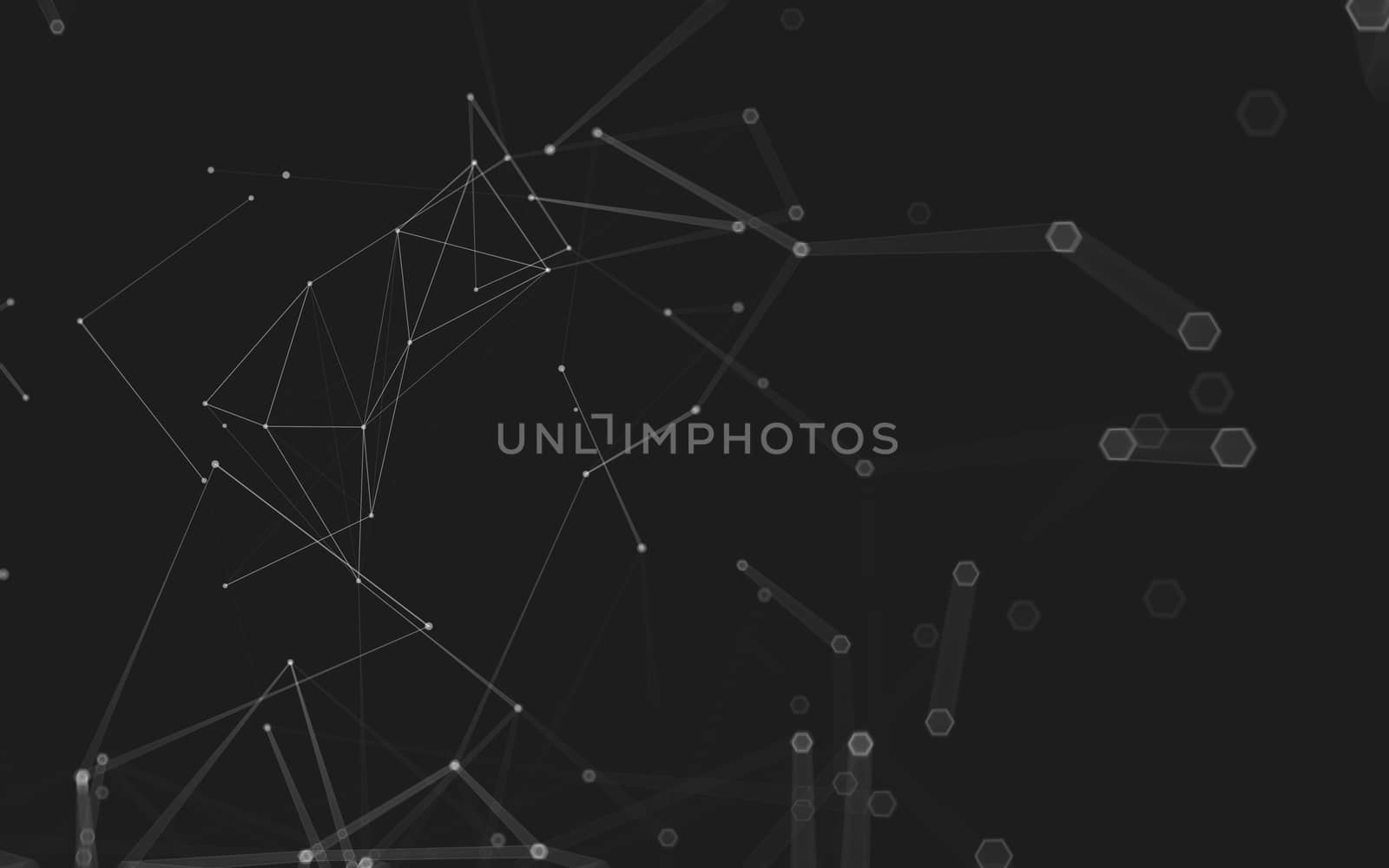 Abstract polygonal space low poly dark background with connecting dots and lines. Connection structure. 3d rendering