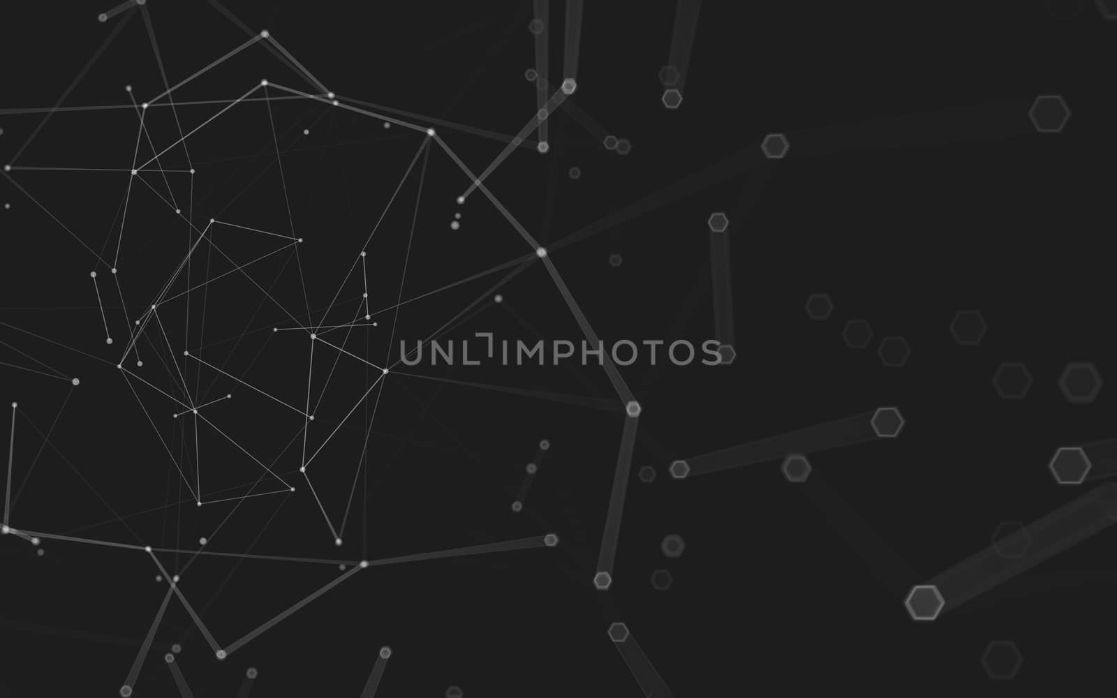 Abstract polygonal space low poly dark background with connecting dots and lines. Connection structure. 3d rendering