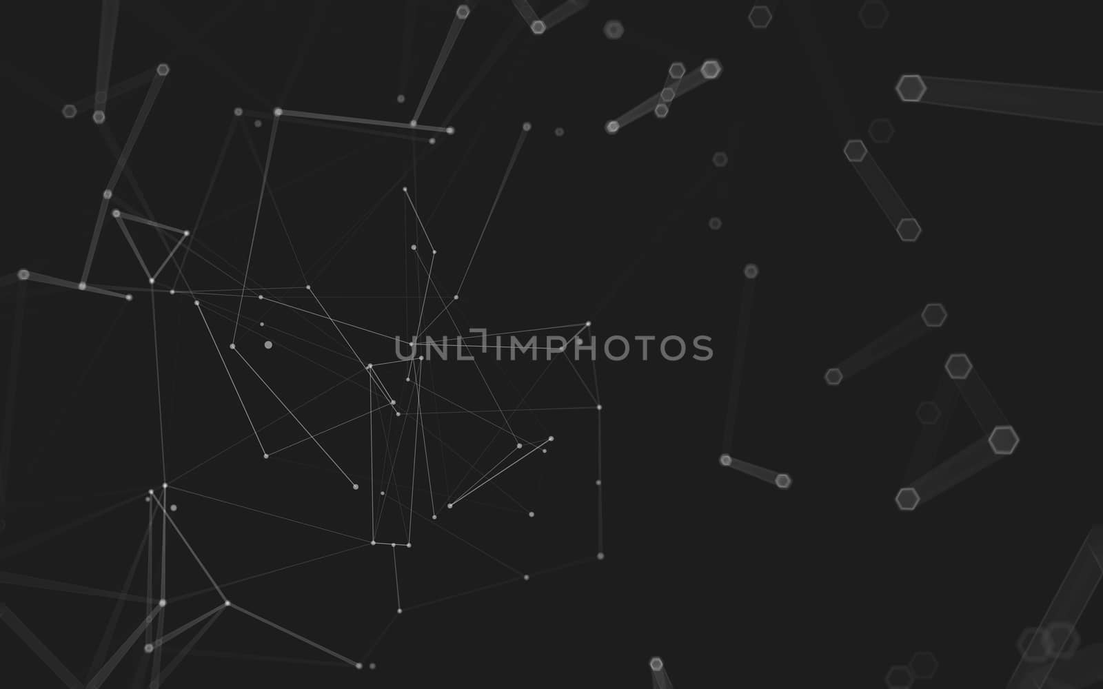 Abstract polygonal space low poly dark background with connecting dots and lines. Connection structure. 3d rendering