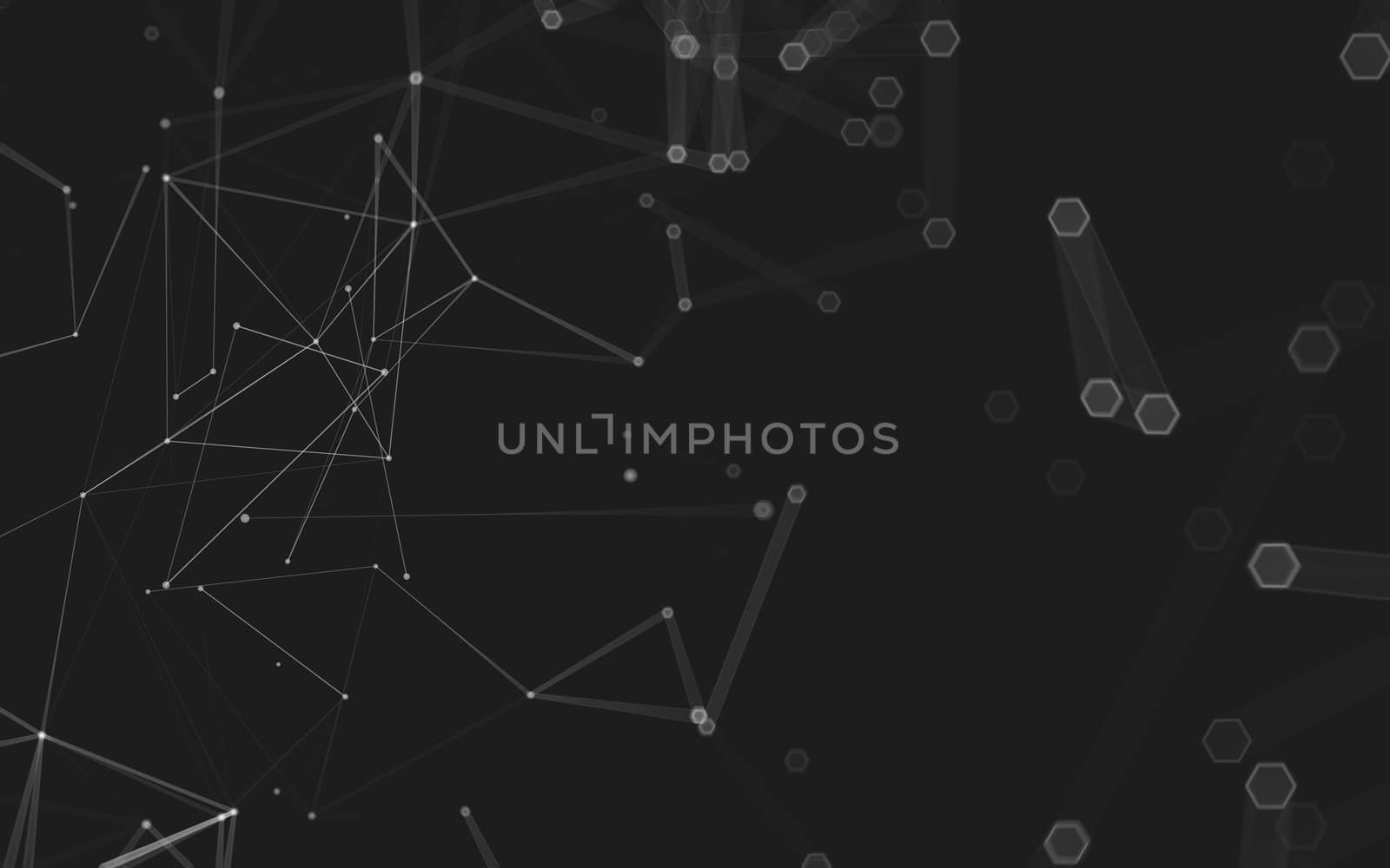 Abstract polygonal space low poly dark background with connecting dots and lines. Connection structure. 3d rendering