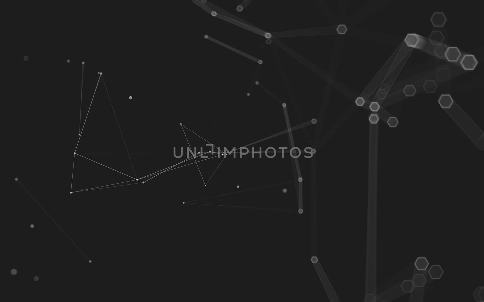 Abstract polygonal space low poly dark background with connecting dots and lines. Connection structure. 3d rendering