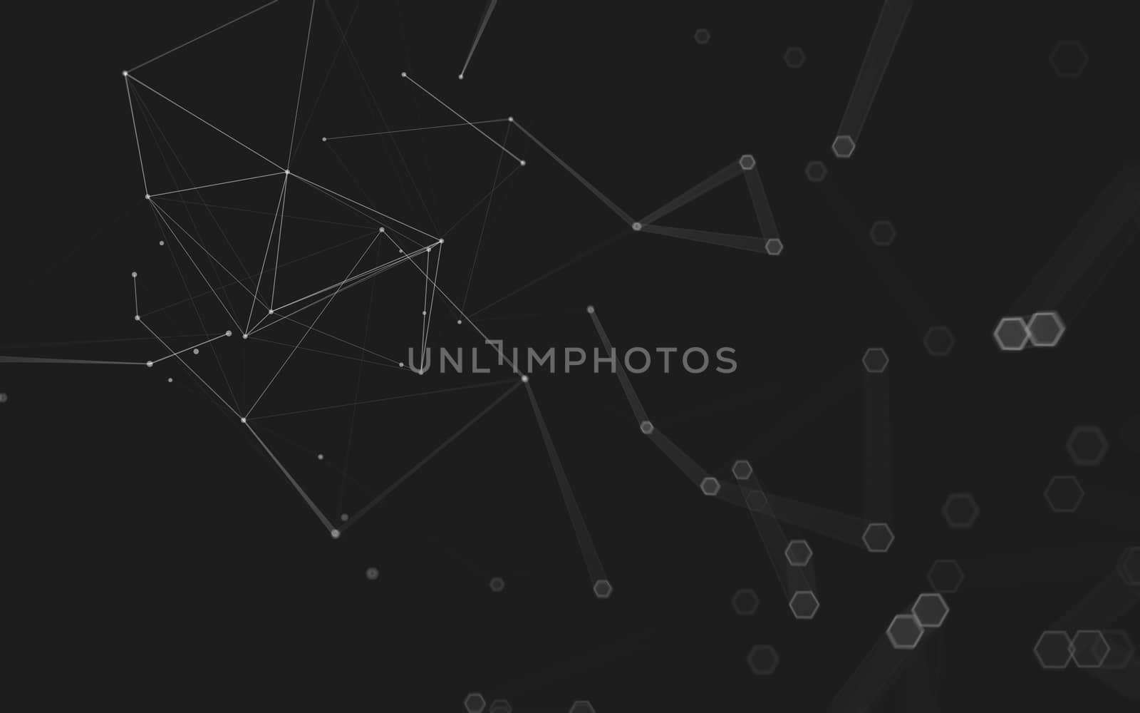 Abstract polygonal space low poly dark background, 3d rendering by teerawit