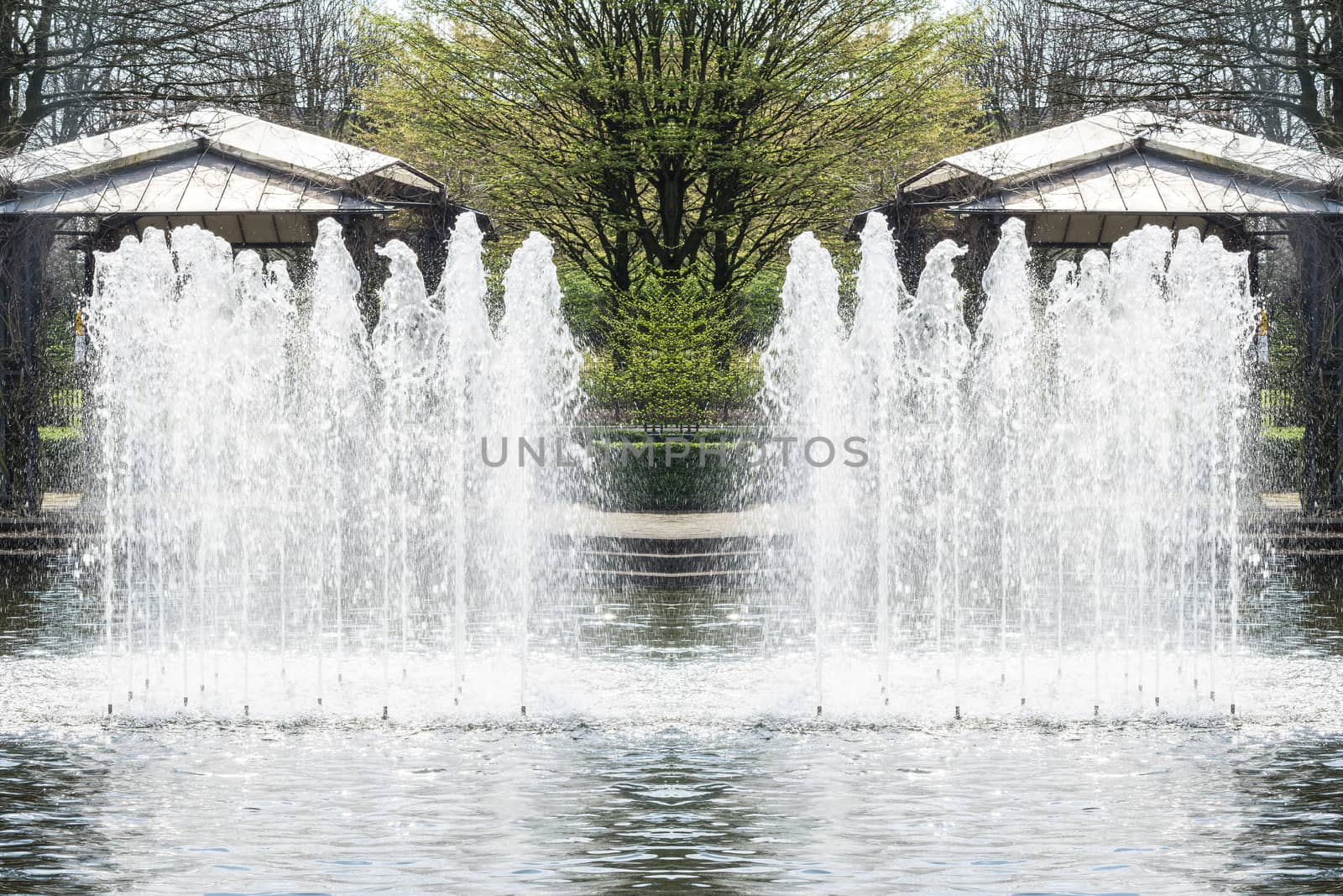 Artificially designed waterfall, fountain - Fountain in a park.