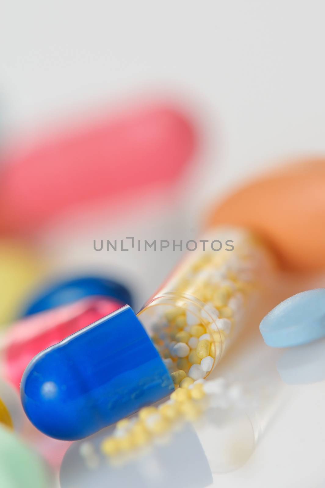 Assorted colored pills and capsules