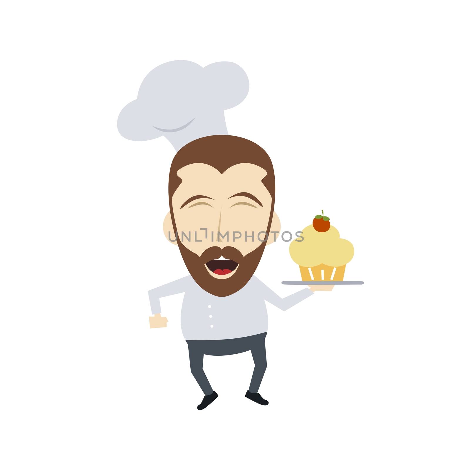 master chef cartoon character theme vector art illustration