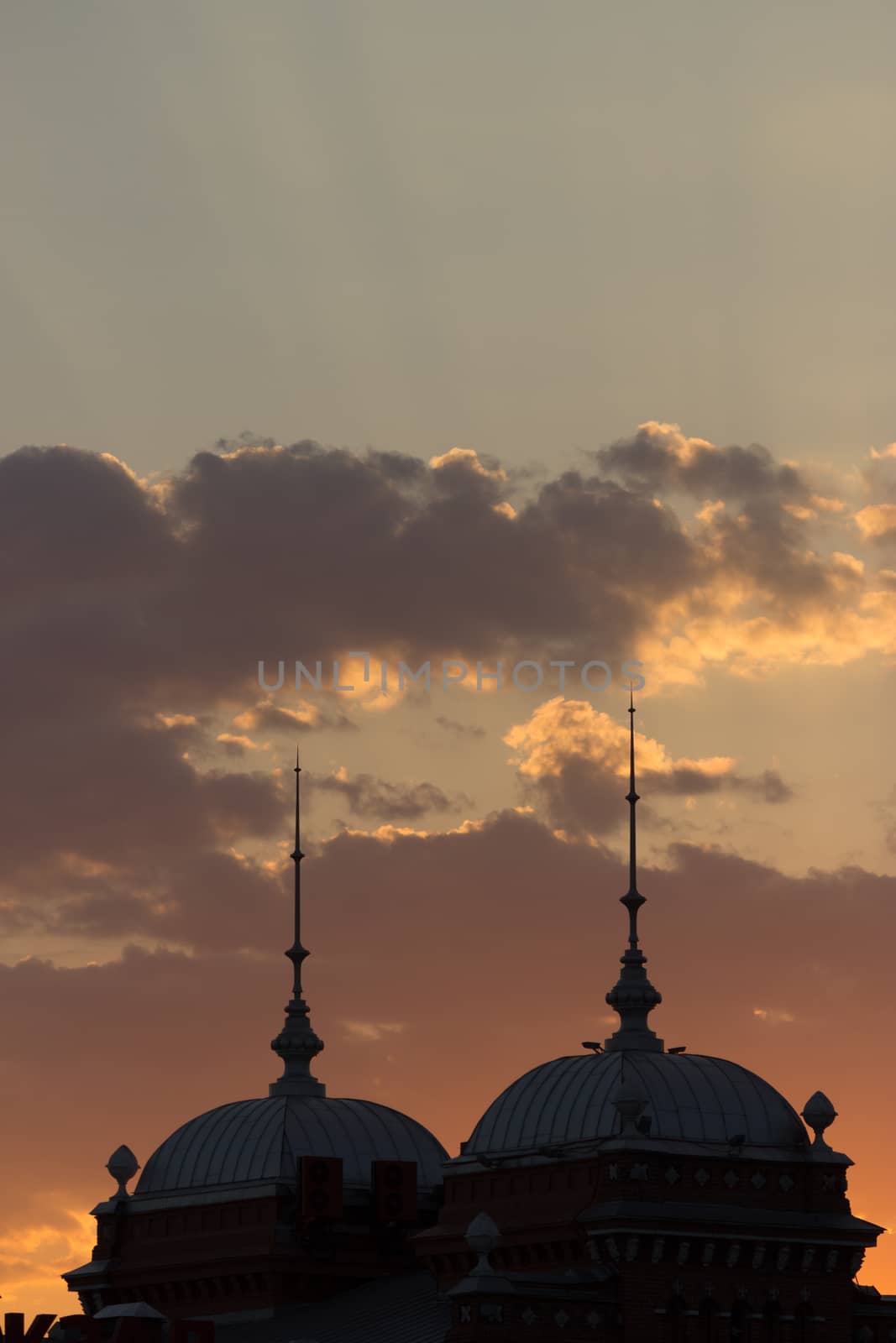 silhouette of a building roof with spire