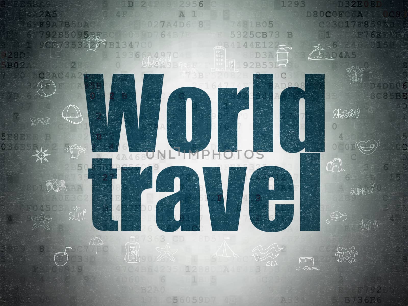 Travel concept: World Travel on Digital Data Paper background by maxkabakov