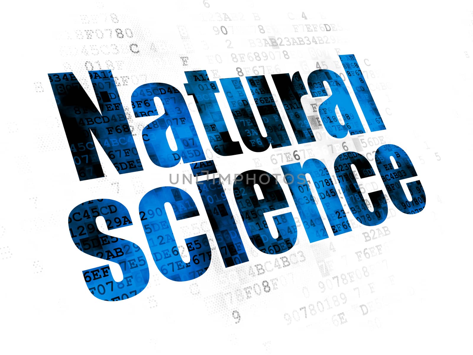 Science concept: Pixelated blue text Natural Science on Digital background