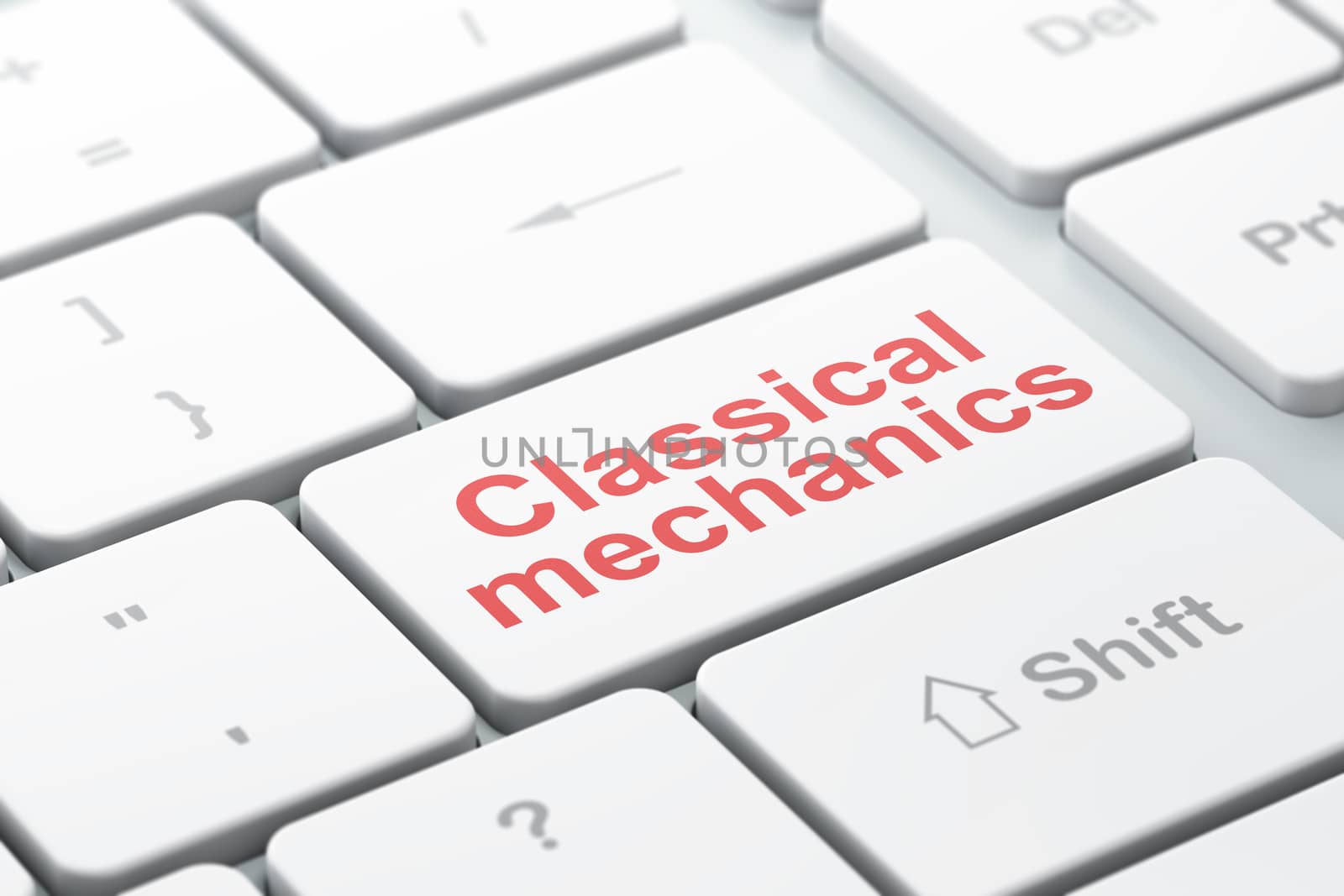 Science concept: Classical Mechanics on computer keyboard background by maxkabakov