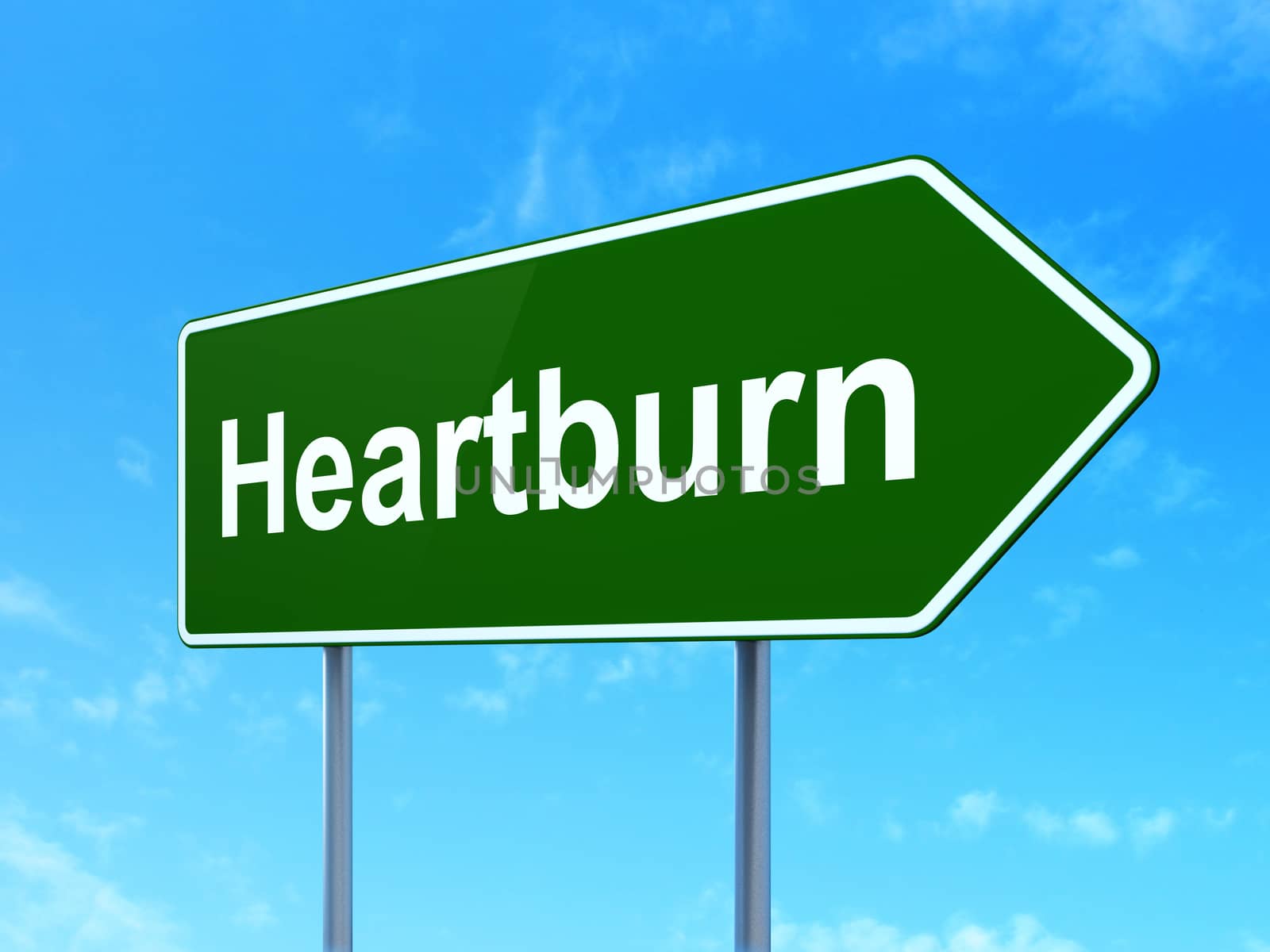 Medicine concept: Heartburn on road sign background by maxkabakov