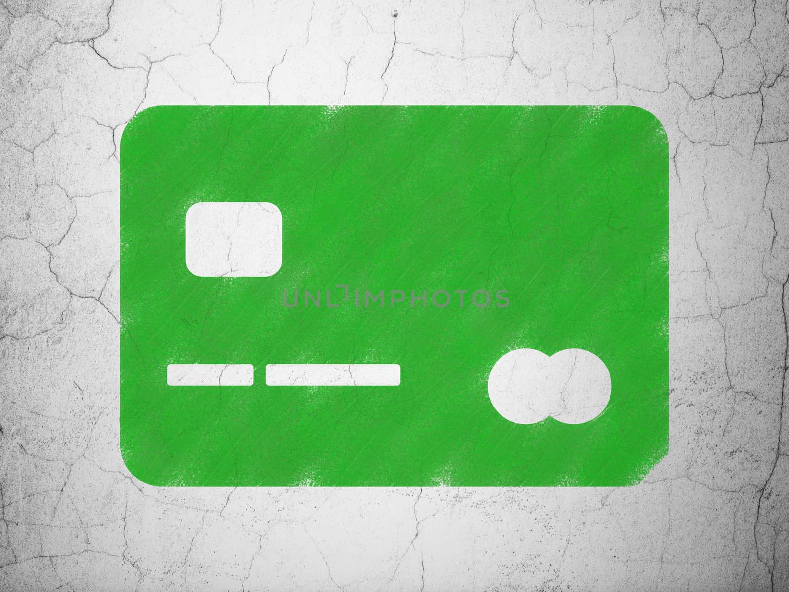 Finance concept: Green Credit Card on textured concrete wall background