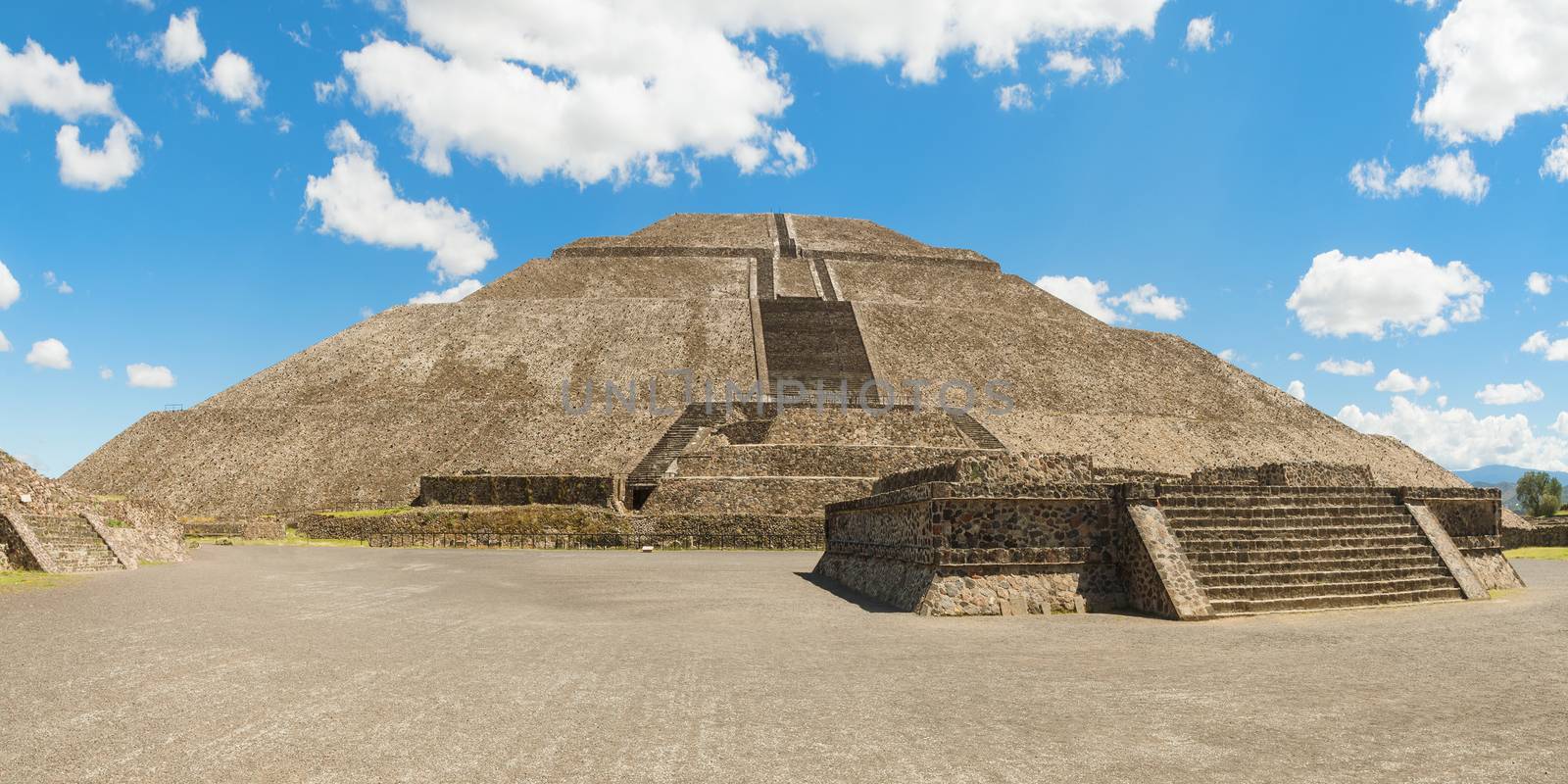 Pyramid of the Sun in San Juan Teotihuacan, Mexico is the biggest pyramid in Teotihuacan.