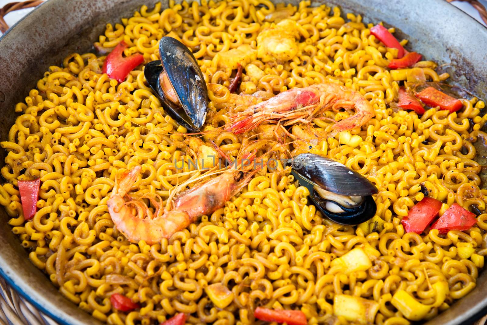 Catalan Fideua, a traditional seafood dish from north east Spain similar to paella .
