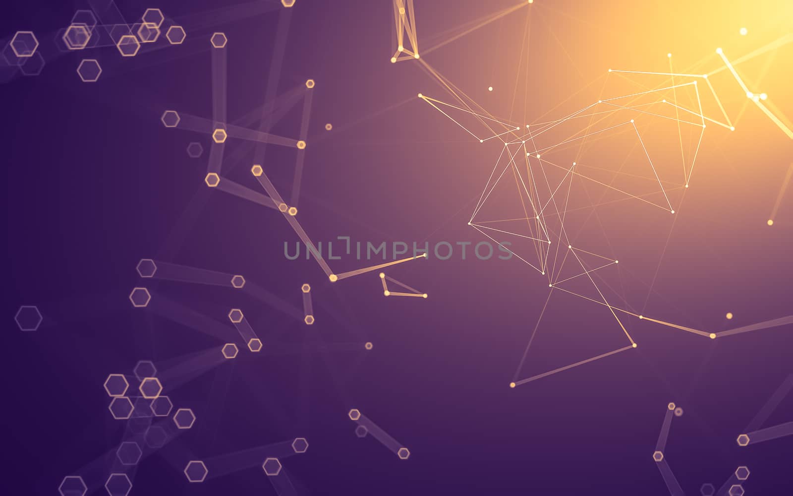 Abstract polygonal space low poly dark background, 3d rendering by teerawit