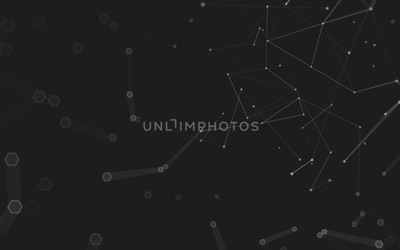 Abstract polygonal space low poly dark background with connecting dots and lines. Connection structure. 3d rendering