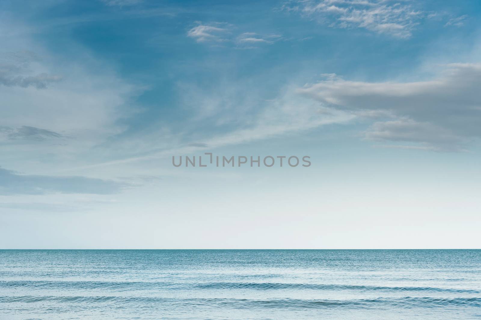 blue sky with clouds and wave on sea