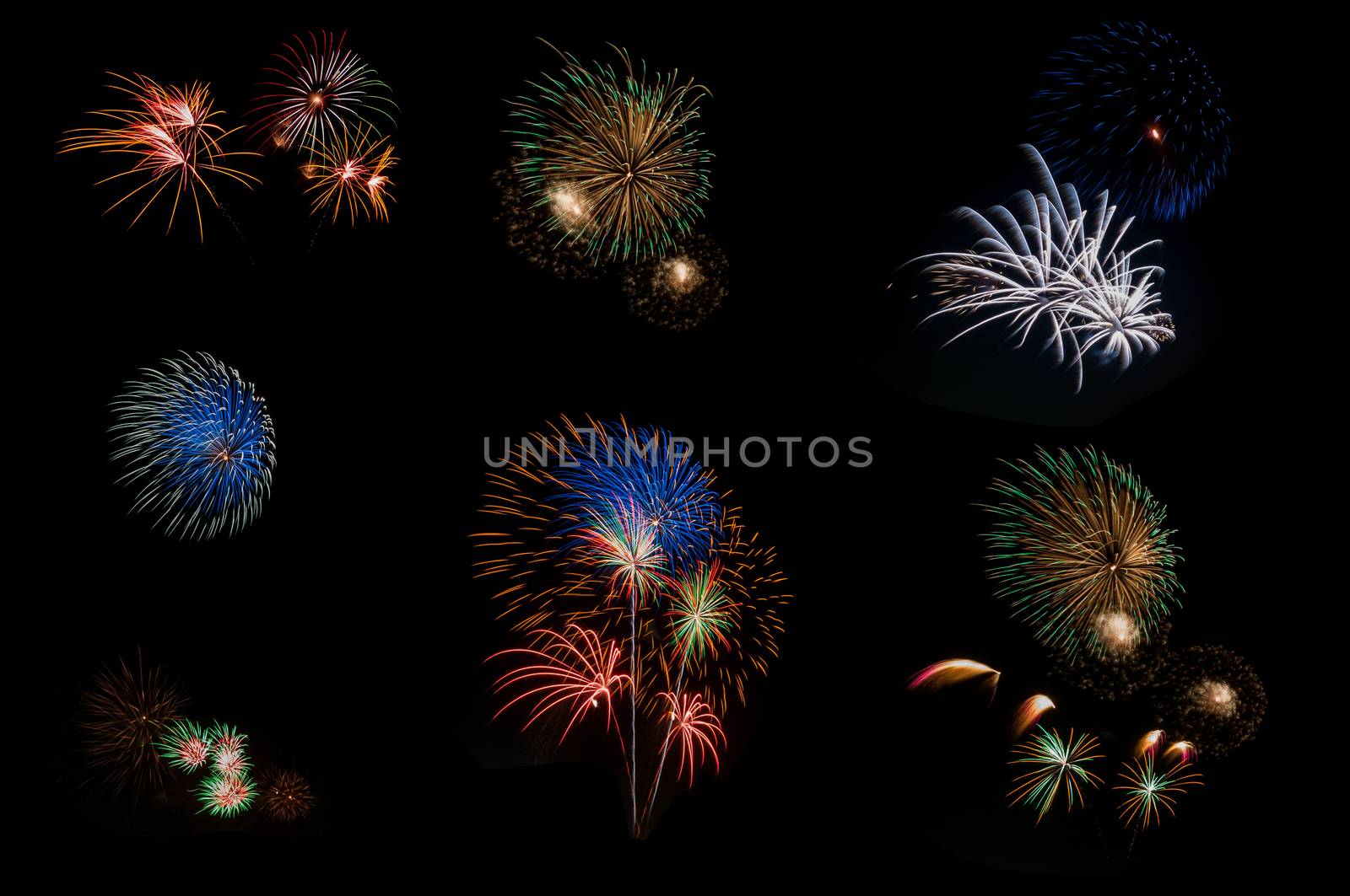 Colorful Firework on Black Background as New Year or National Event Celebration