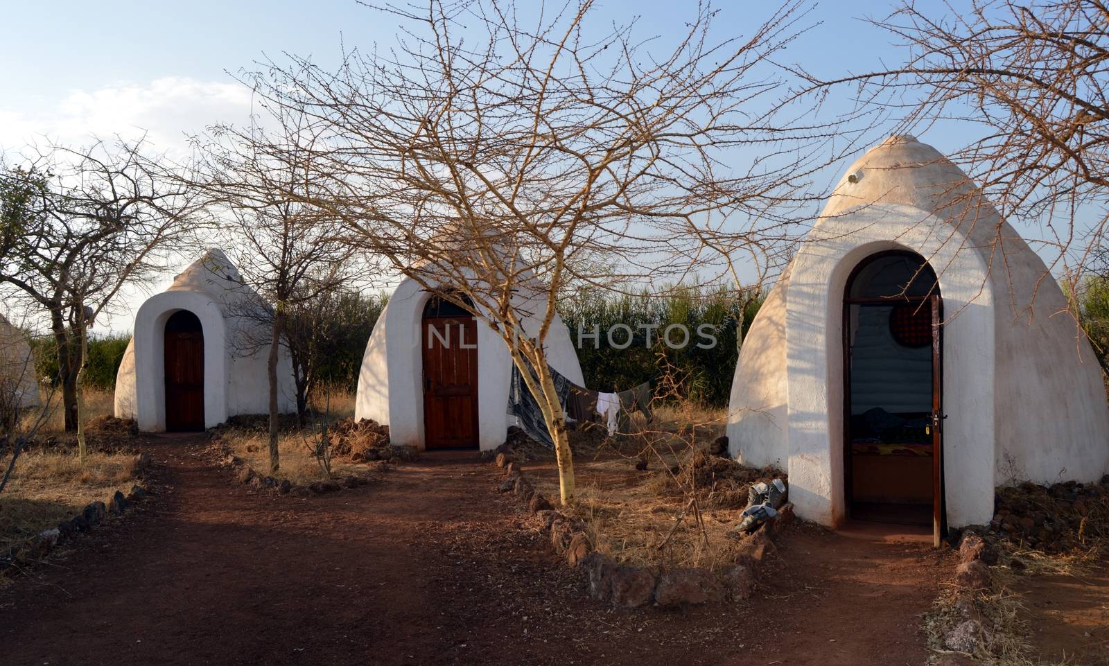 Camp huts hard serving of rooms in a hotel Tanzania