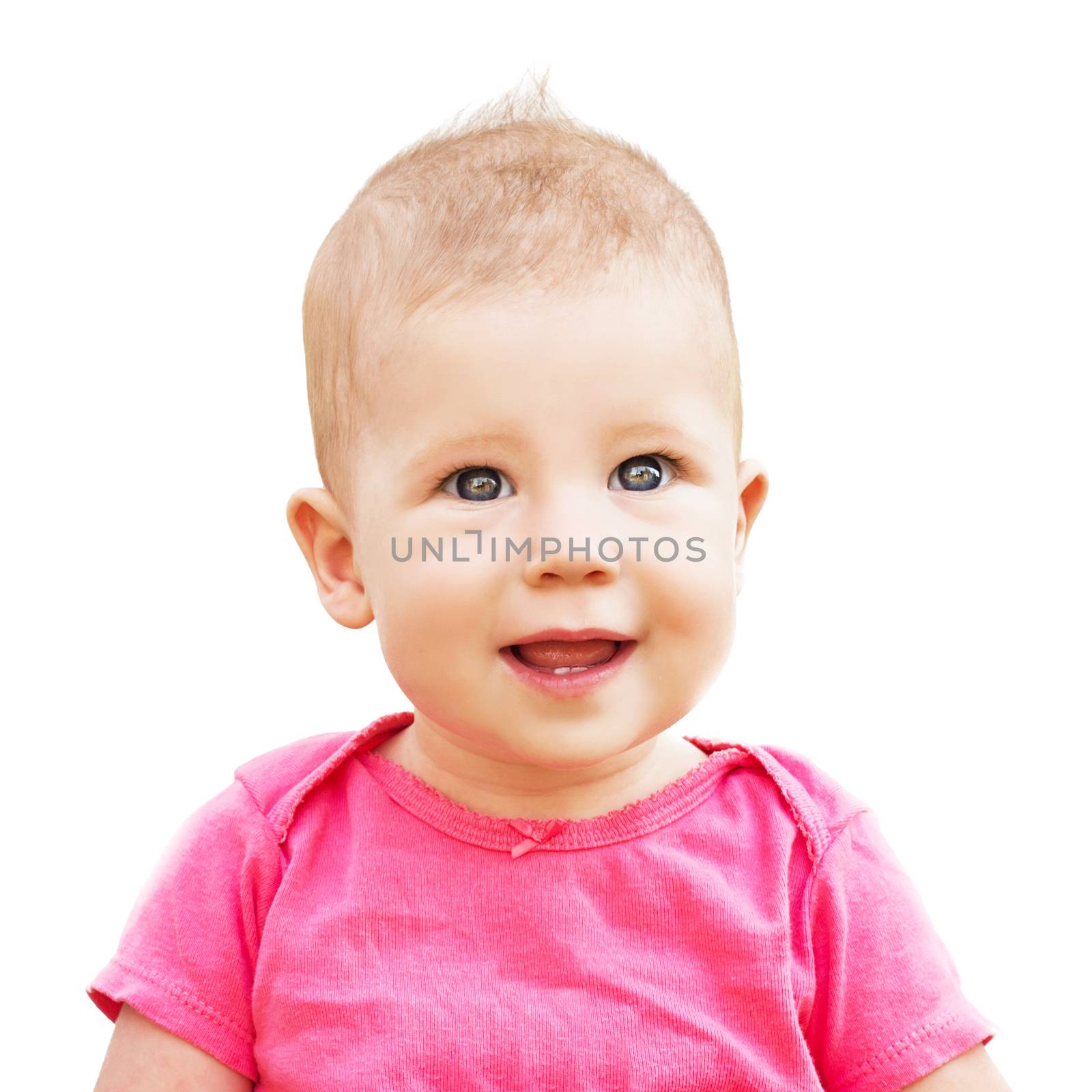 Portrait of a beautiful baby girl isolated on a white background