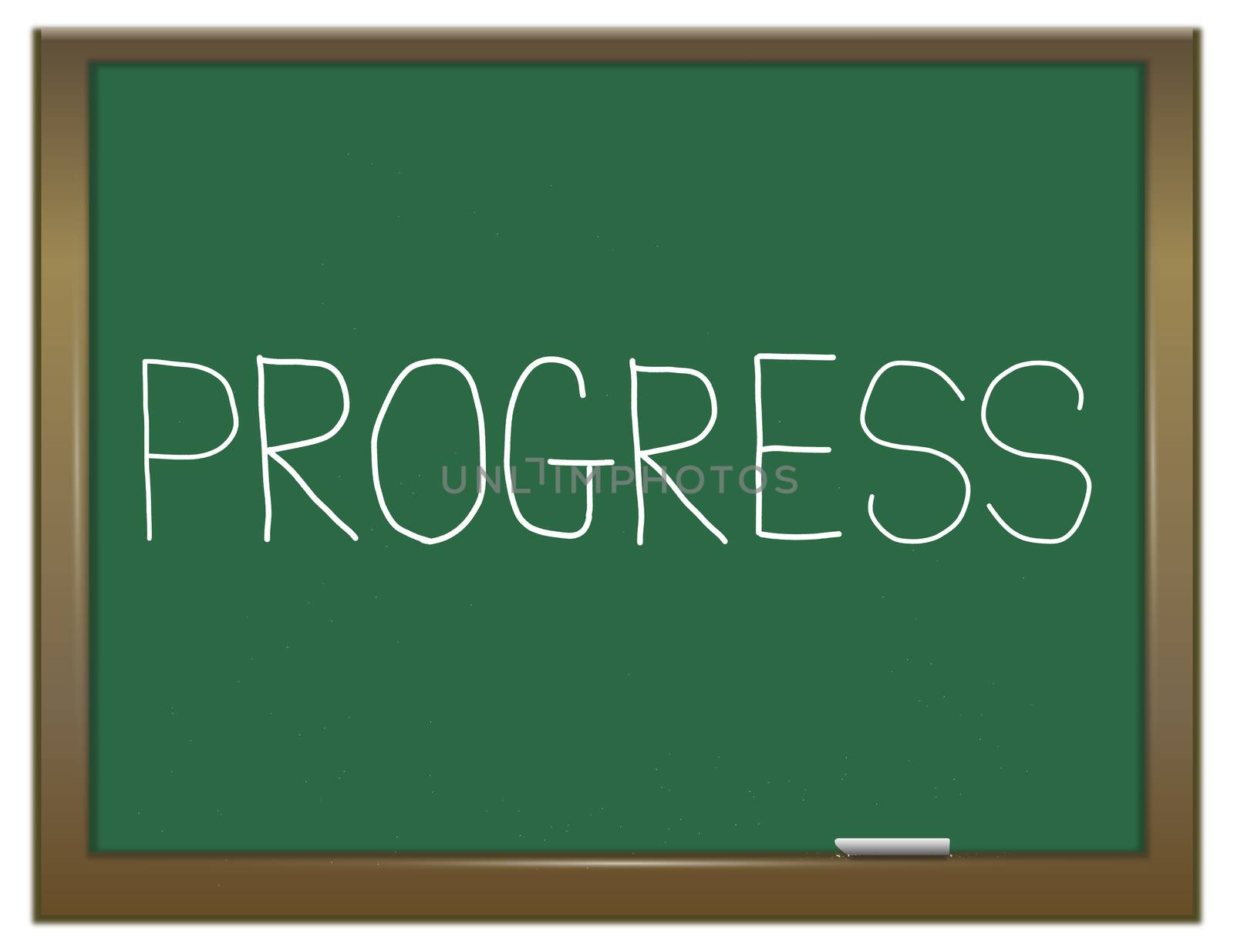 Illustration depicting a green chalkboard with a progress concept.