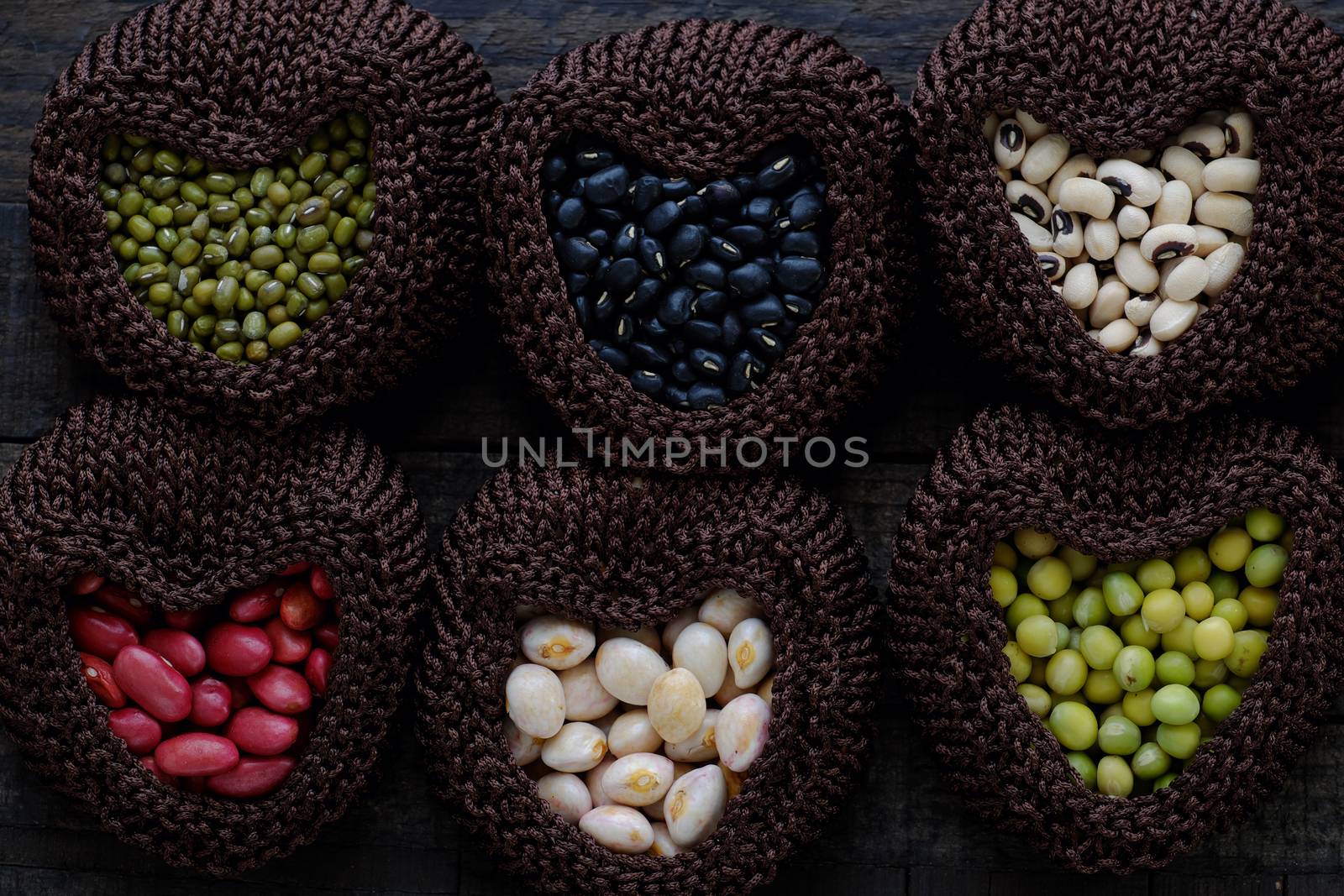 Collection of bean, fiber food make heart health by xuanhuongho