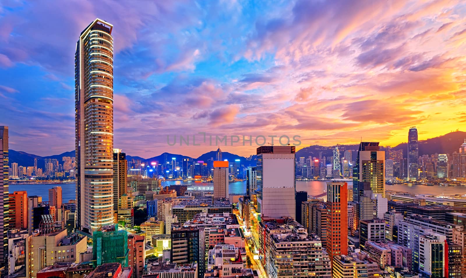 Hong Kong skyline at sunset