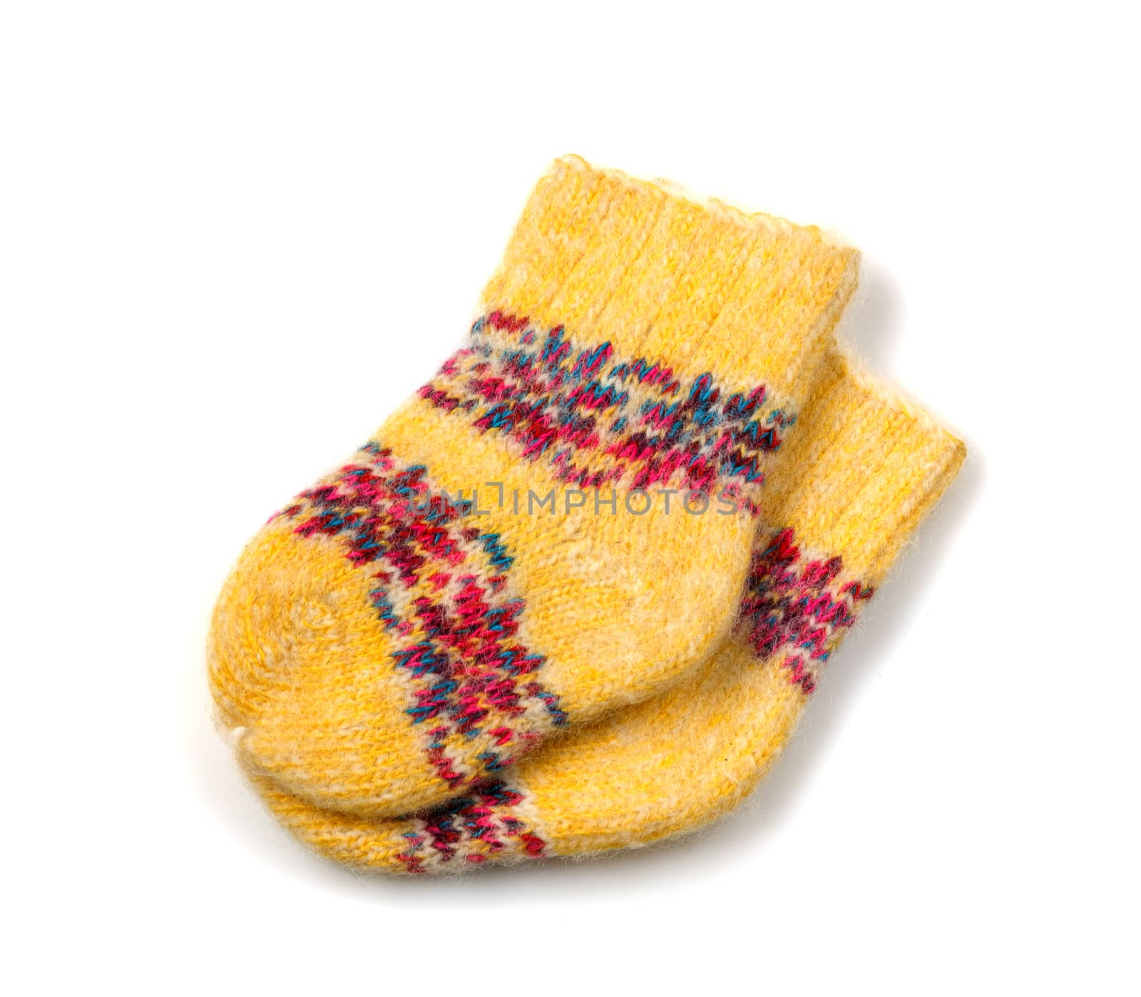 knitted woolen socks on a white background