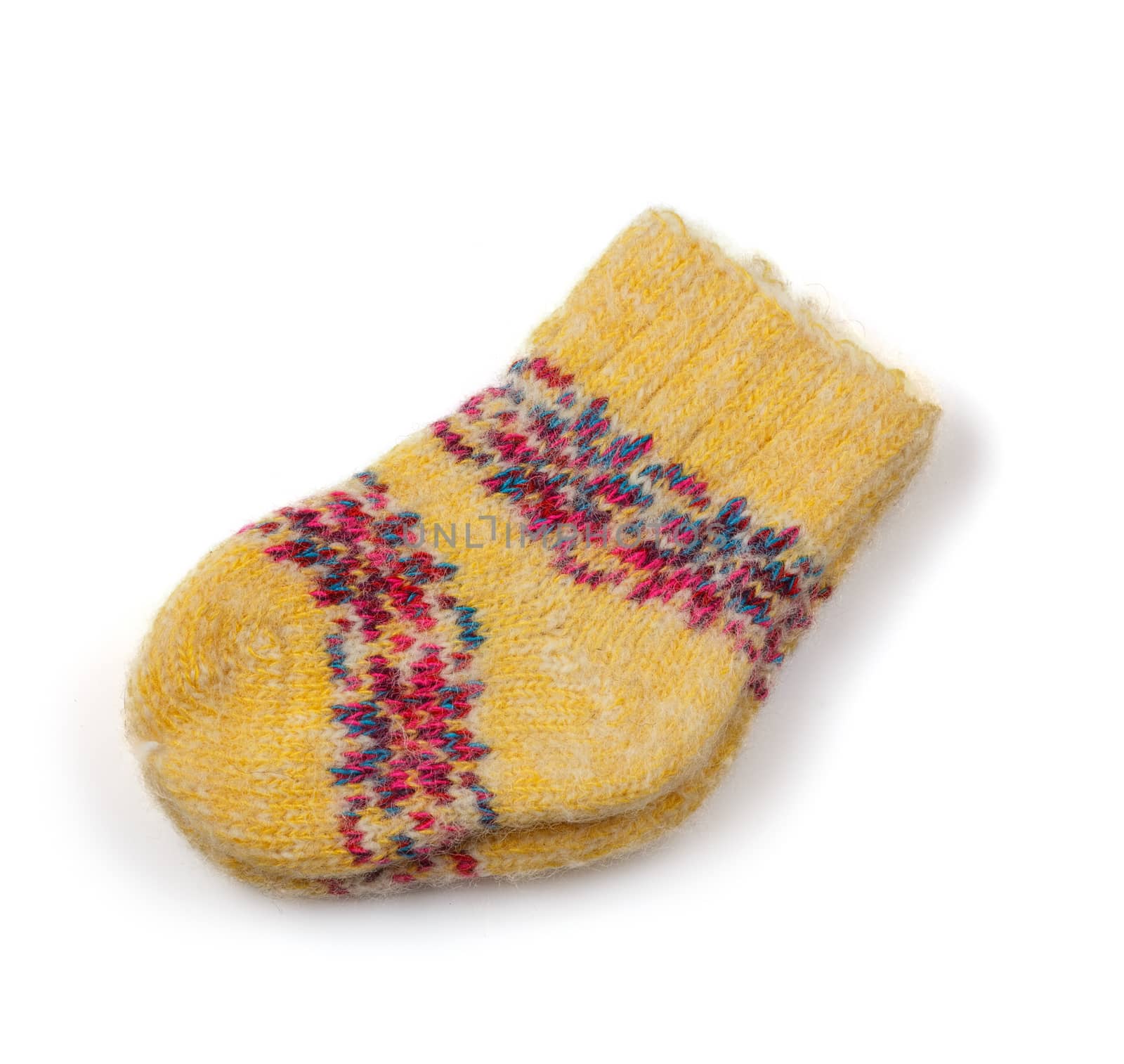 knitted woolen socks on a white background by ires007