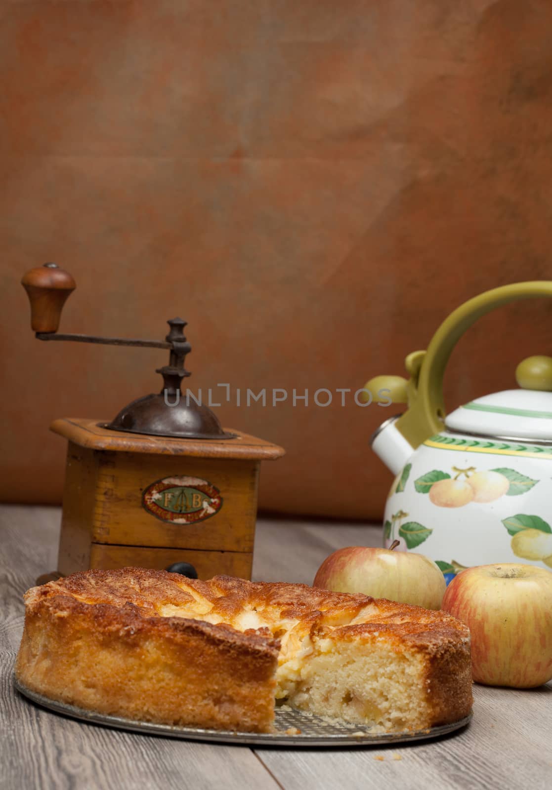 Apple cake and apple fruit