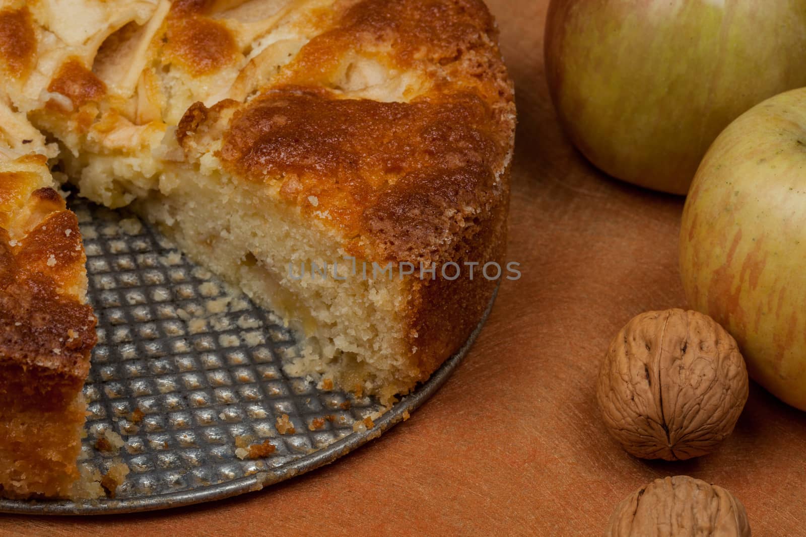 Apple cake and apple fruit