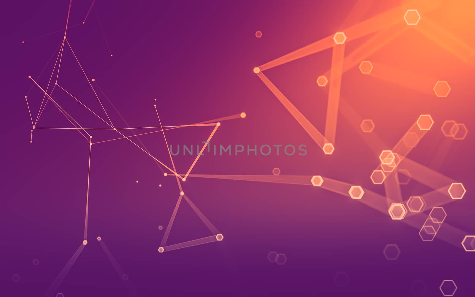 Abstract polygonal space low poly dark background, 3d rendering by teerawit