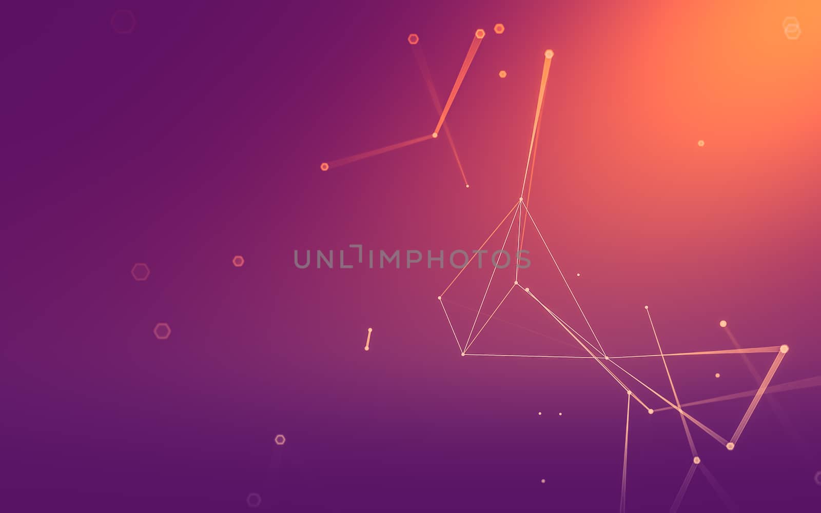 Abstract polygonal space low poly dark background with connecting dots and lines. Connection structure. 3d rendering