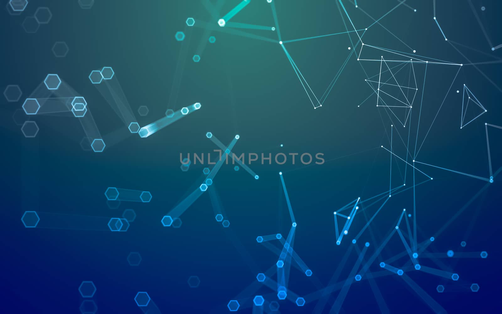 Abstract polygonal space low poly dark background with connecting dots and lines. Connection structure. 3d rendering