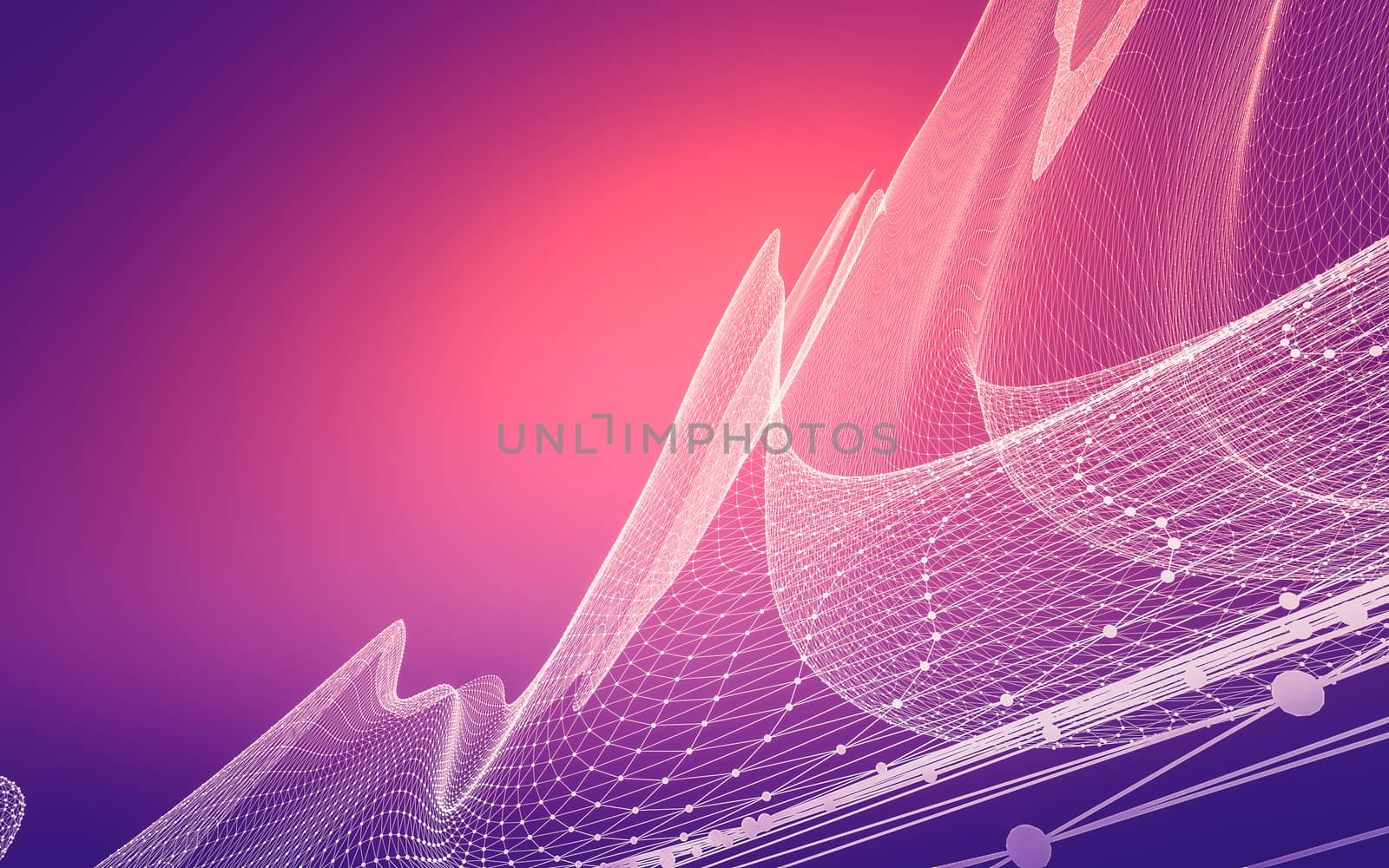 Abstract polygonal space low poly dark background with connecting dots and lines. Connection structure. 3d rendering