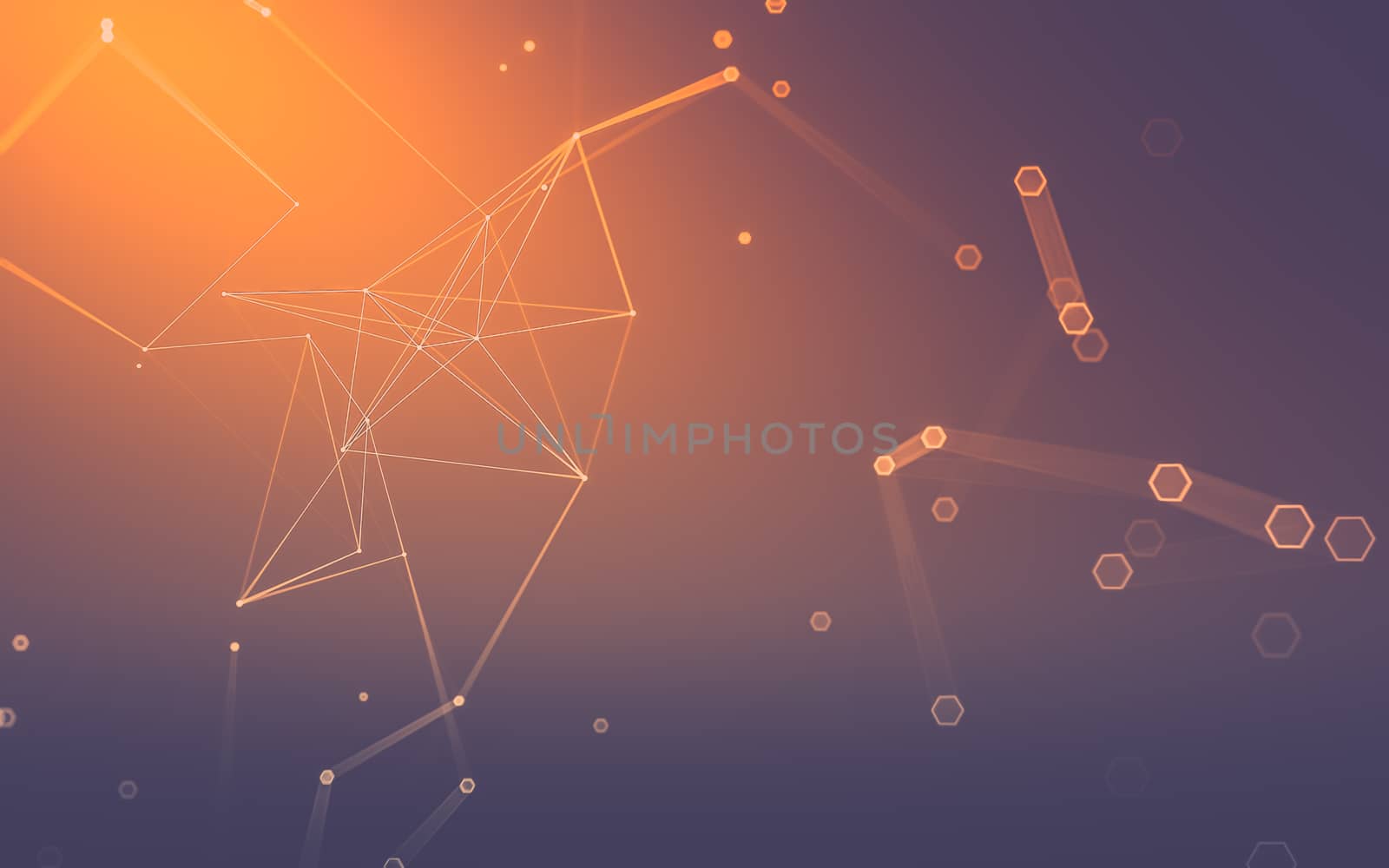 Abstract polygonal space low poly dark background with connecting dots and lines. Connection structure. 3d rendering