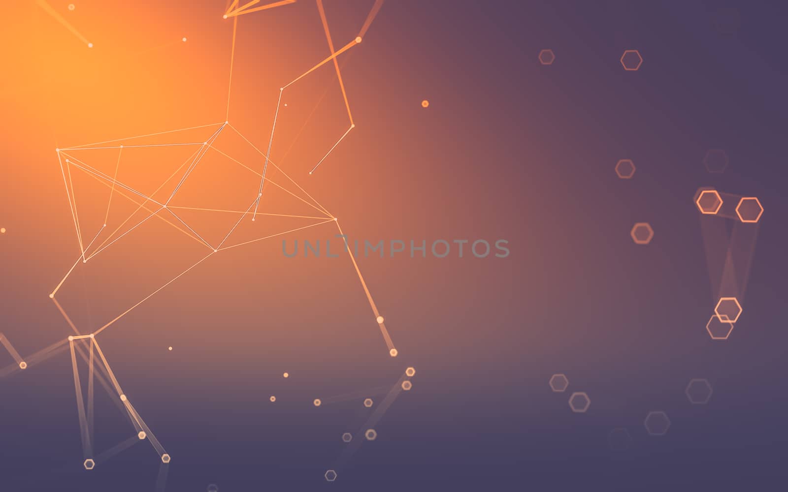 Abstract polygonal space low poly dark background with connecting dots and lines. Connection structure. 3d rendering