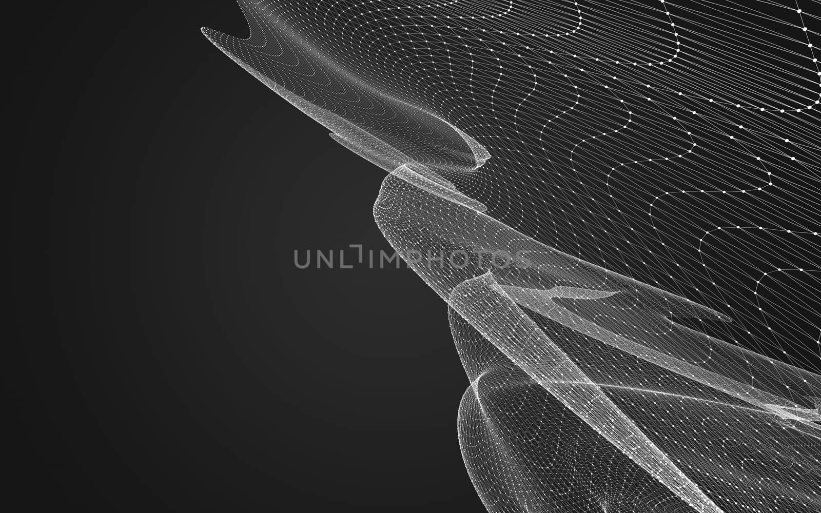 Abstract polygonal space low poly dark background with connecting dots and lines. Connection structure. 3d rendering