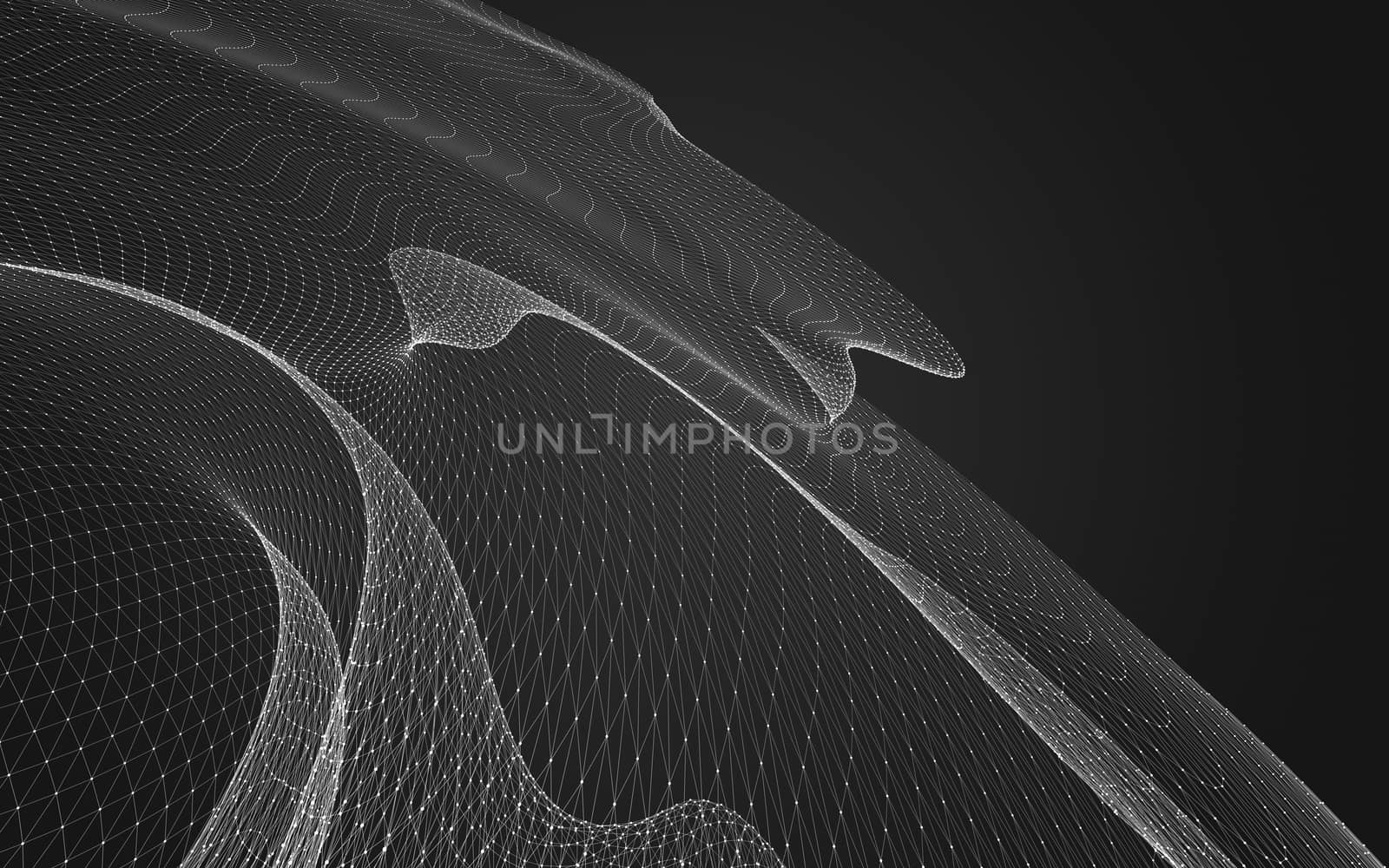 Abstract polygonal space low poly dark background, 3d rendering by teerawit