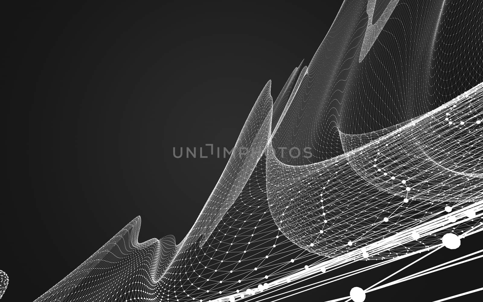 Abstract polygonal space low poly dark background, 3d rendering by teerawit