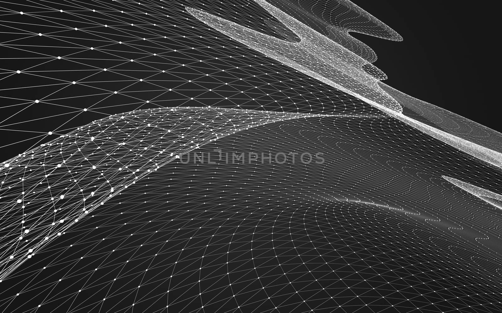 Abstract polygonal space low poly dark background, 3d rendering by teerawit