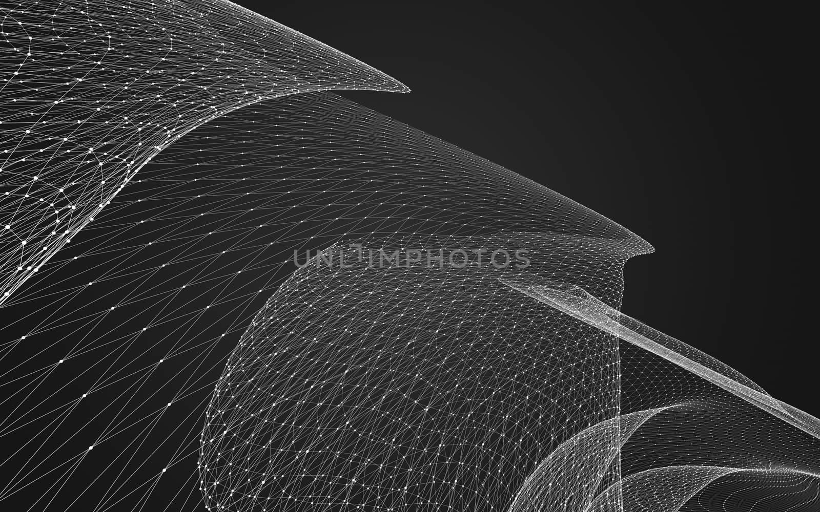 Abstract polygonal space low poly dark background, 3d rendering by teerawit