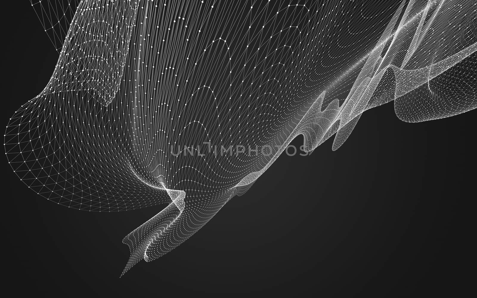 Abstract polygonal space low poly dark background with connecting dots and lines. Connection structure. 3d rendering