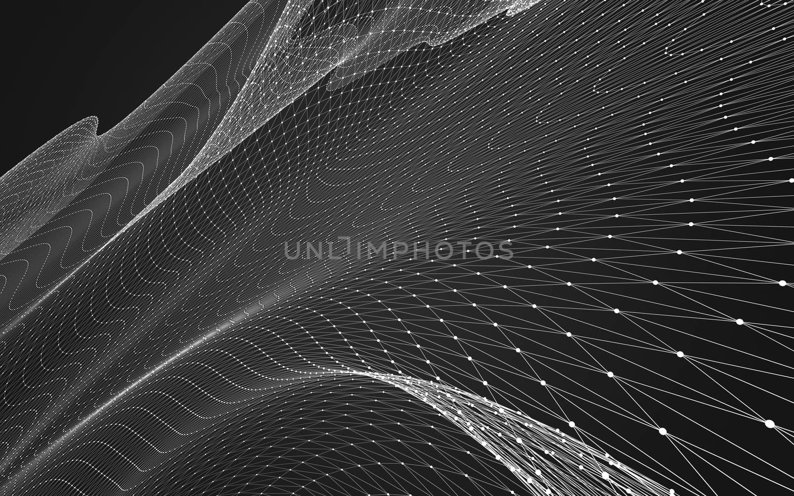 Abstract polygonal space low poly dark background, 3d rendering by teerawit